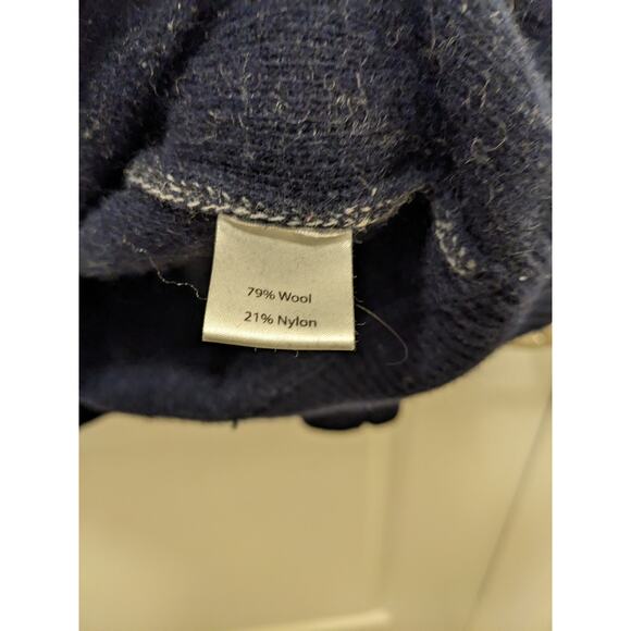 Emozioni Uomo Cardigan Sweater Button Front Wool Navy White - Picture 6 of 7